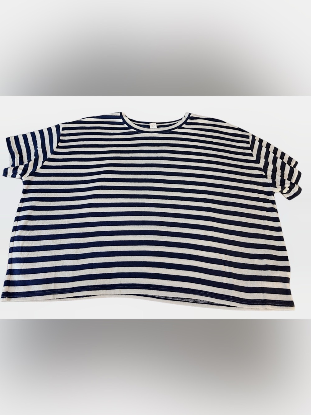 Old Navy Navy Blue & White Striped Pajama Set L Top/XL Shorts Lounge Sleepwear